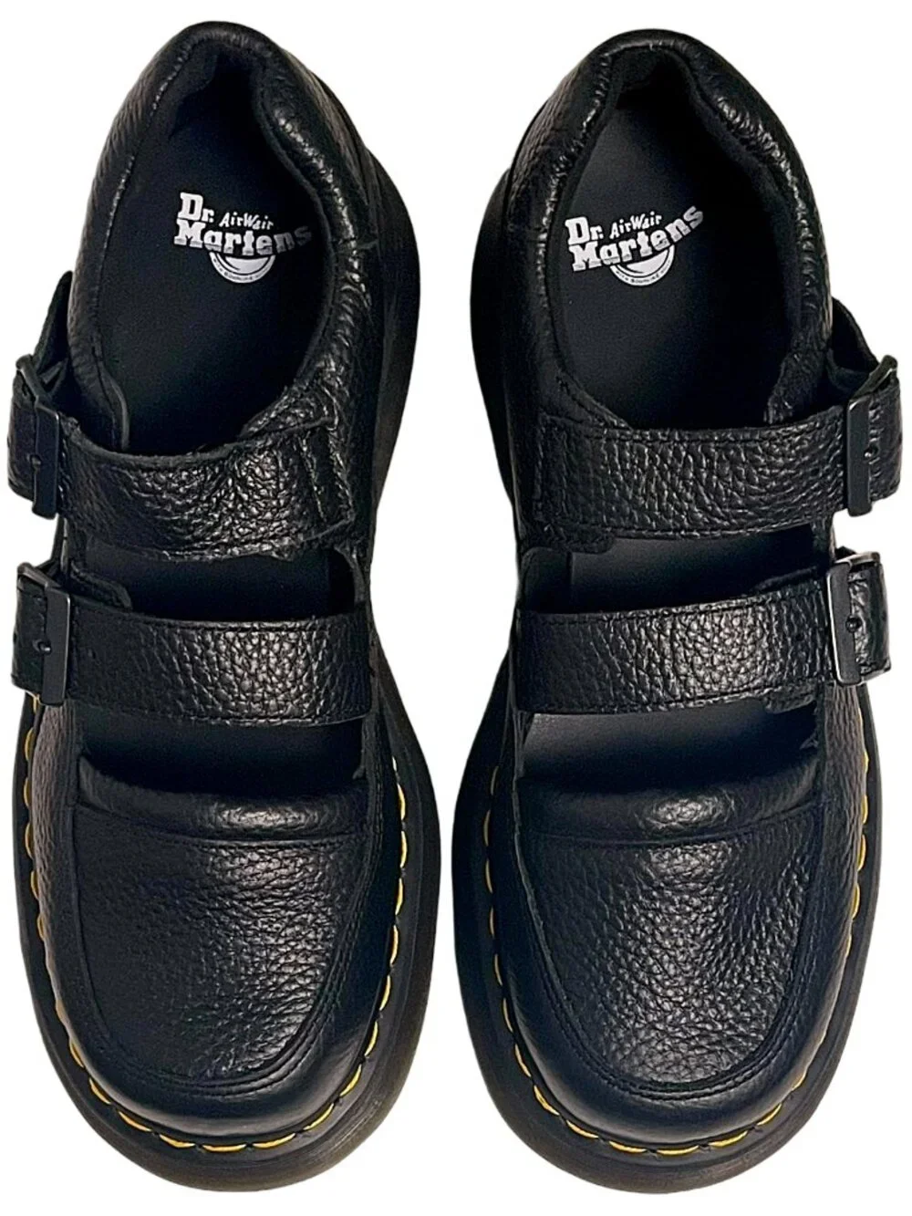 Dr. Martens Buzz Mary Jane Platform Shoes Black Milled Nappa NWT - Picture 2 of 12